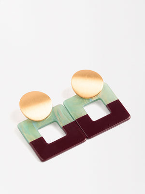 Square Stone Effect Earrings