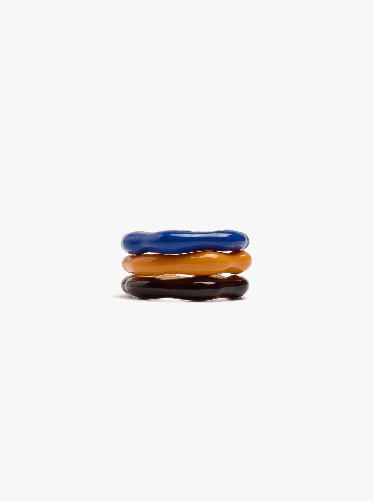 Set Of Wavy Rings With Enamel