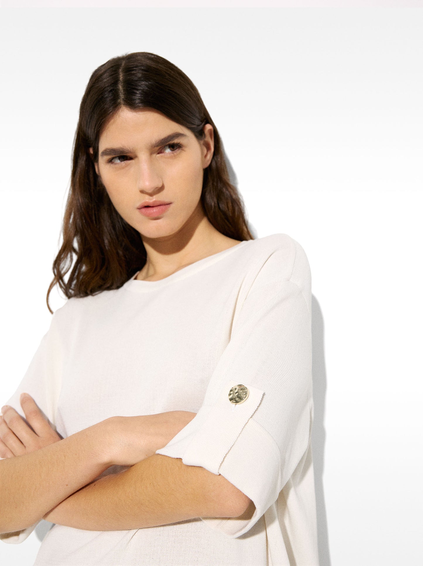 Short-Sleeve Knitted Sweater