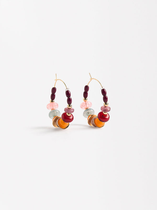 Hoop Earrings With Multicolored Stones