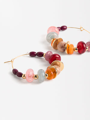 Hoop Earrings With Multicolored Stones