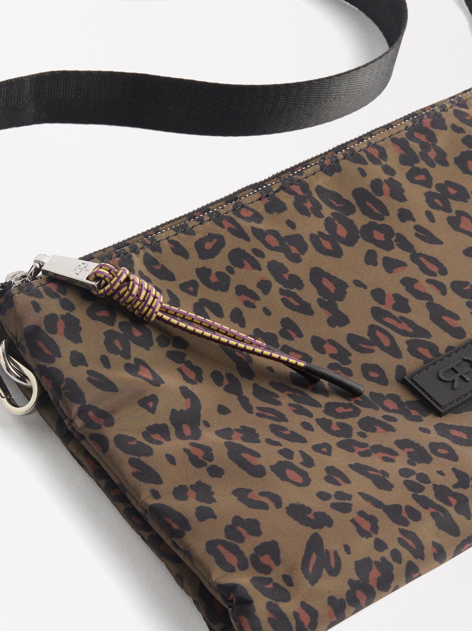 Crossbody Bag With Leopard Print Nylon