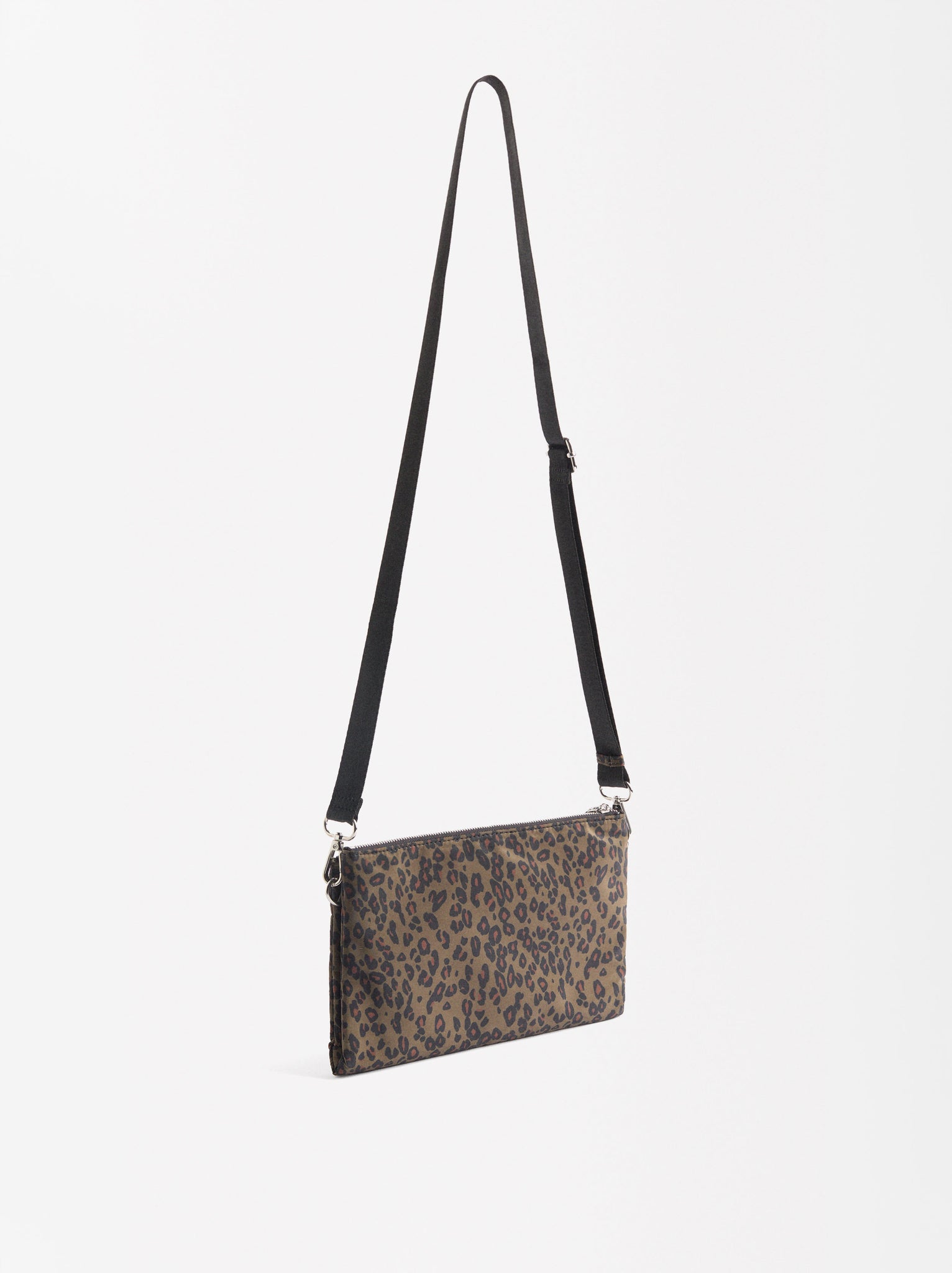 Crossbody Bag With Leopard Print Nylon