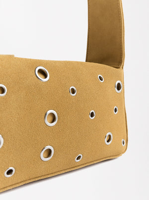 Leather Shoulder Bag With Stud Detail