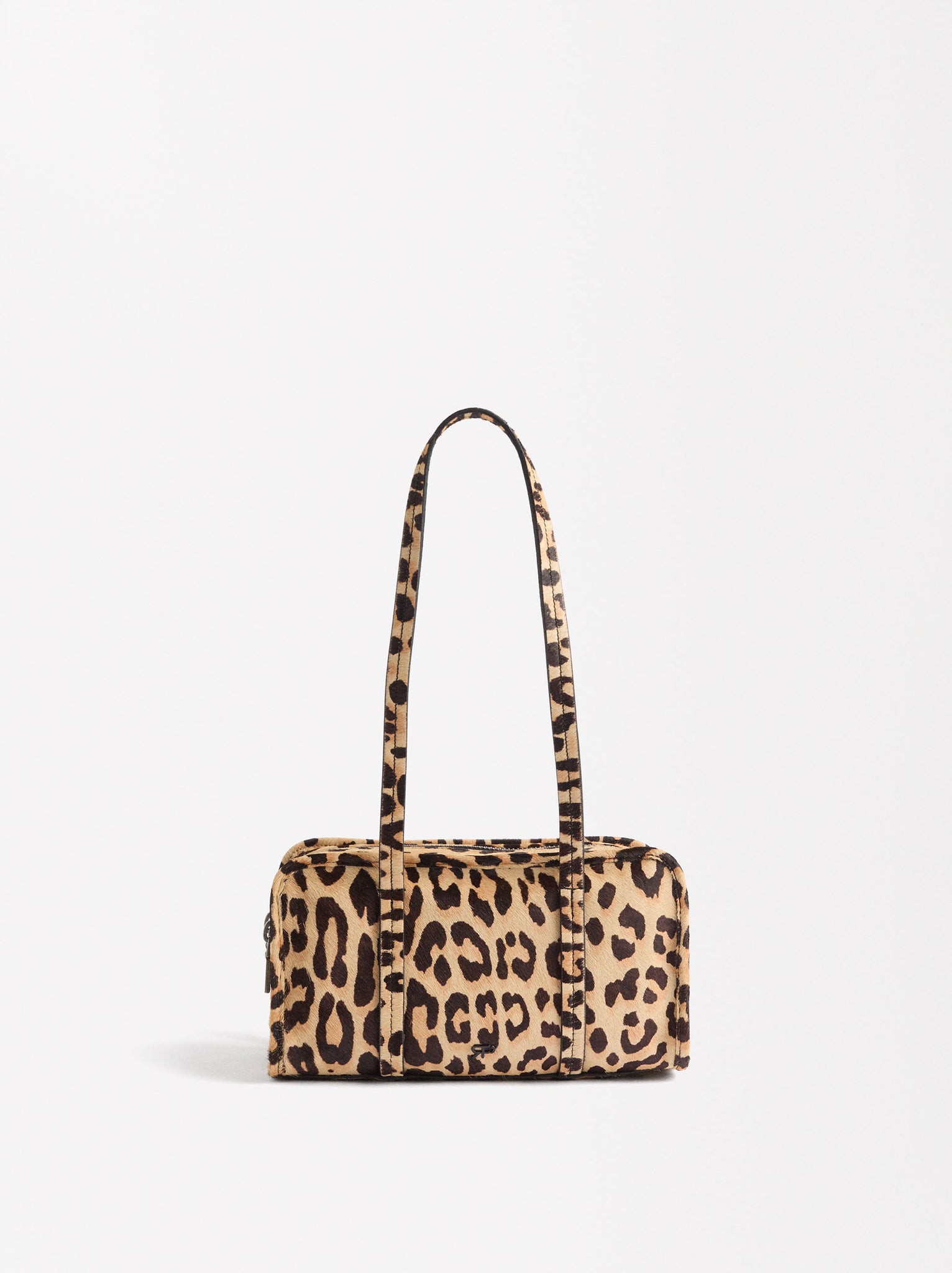 Leopard Print Leather Shoulder Bag With Double Closure