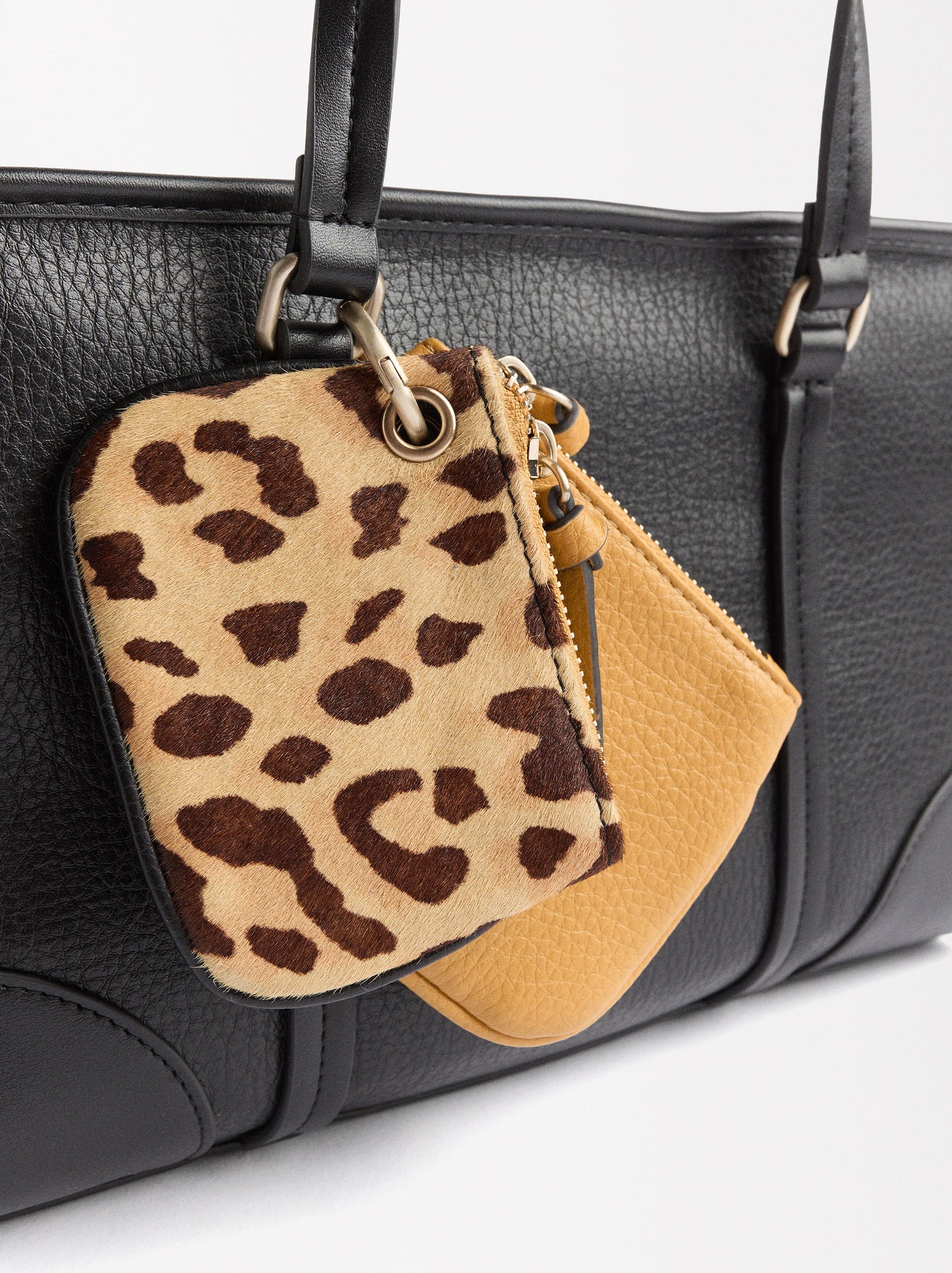 Tote Bag With Double Closure And Leopard Print Leather Detail