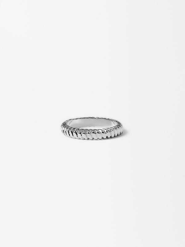 Silver Striped Ring