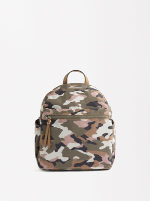 Camouflage-Print Nylon Backpack