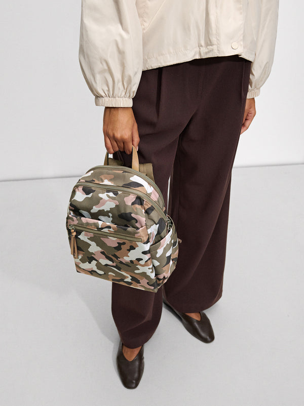 Camouflage-Print Nylon Backpack