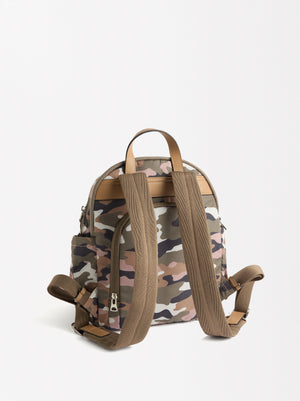 Camouflage-Print Nylon Backpack