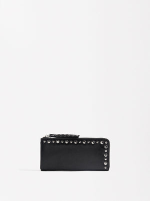 Wallet With Zipper And Studs