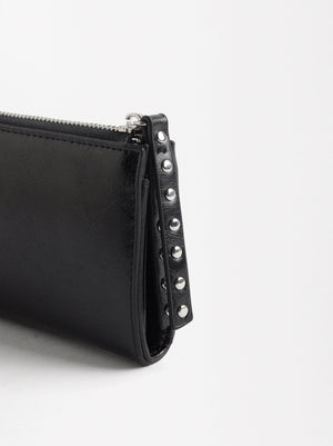 Wallet With Zipper And Studs