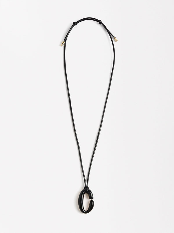 Rope Necklace With Enamel Pendant