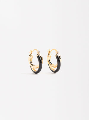 Double Hoops Earrings With Enamel