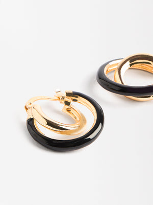 Double Hoops Earrings With Enamel