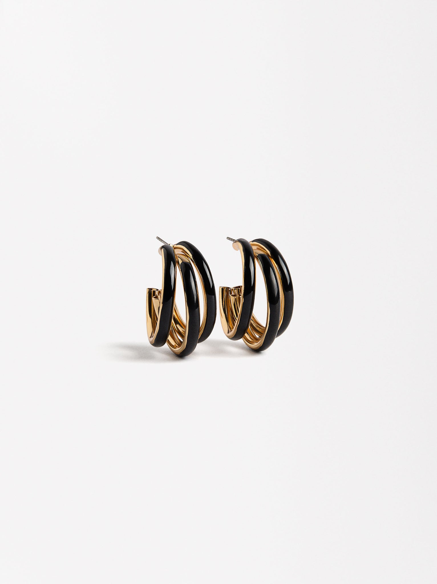 Triple Hoops Earrings With Enamel