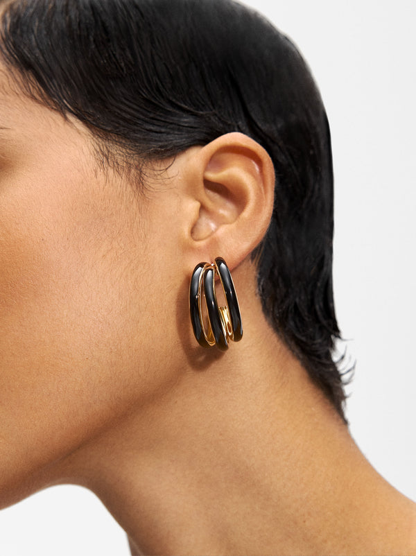 Triple Hoops Earrings With Enamel