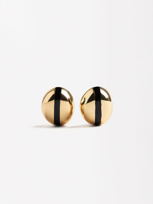 Oval Earrings With Enamel Stripe