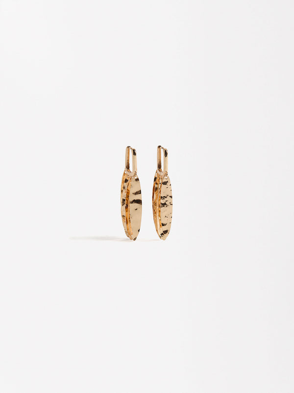 Leaf Hoops Earrings With Hammered Effect