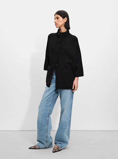 Knitted Poncho With Buttons