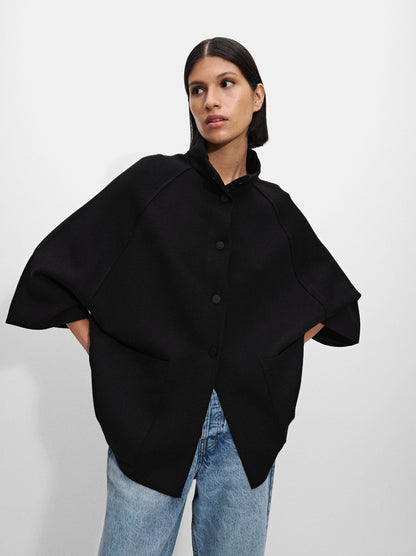 Knitted Poncho With Buttons