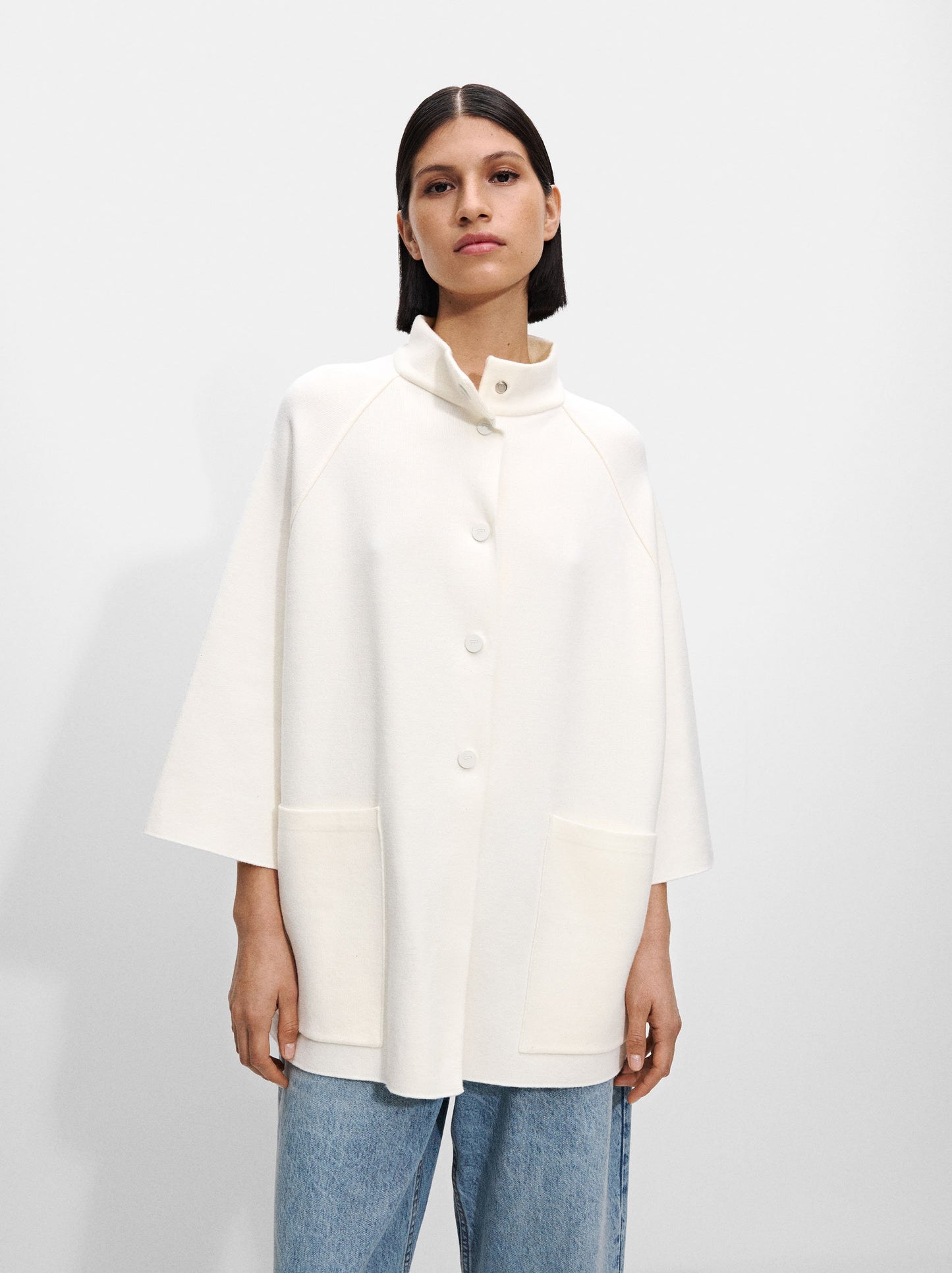 Knitted Poncho With Buttons