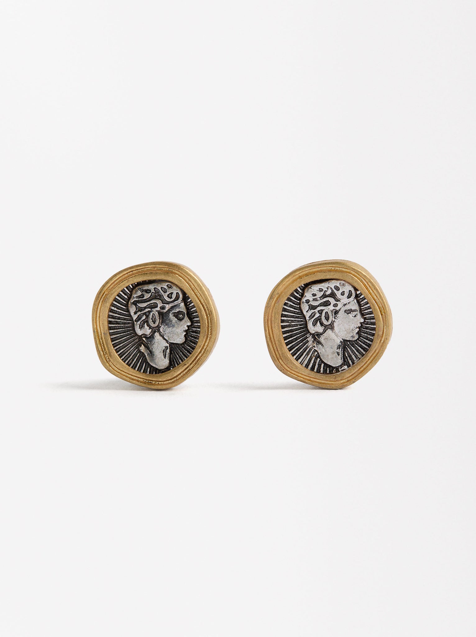 Two-Tone Coin Earrings