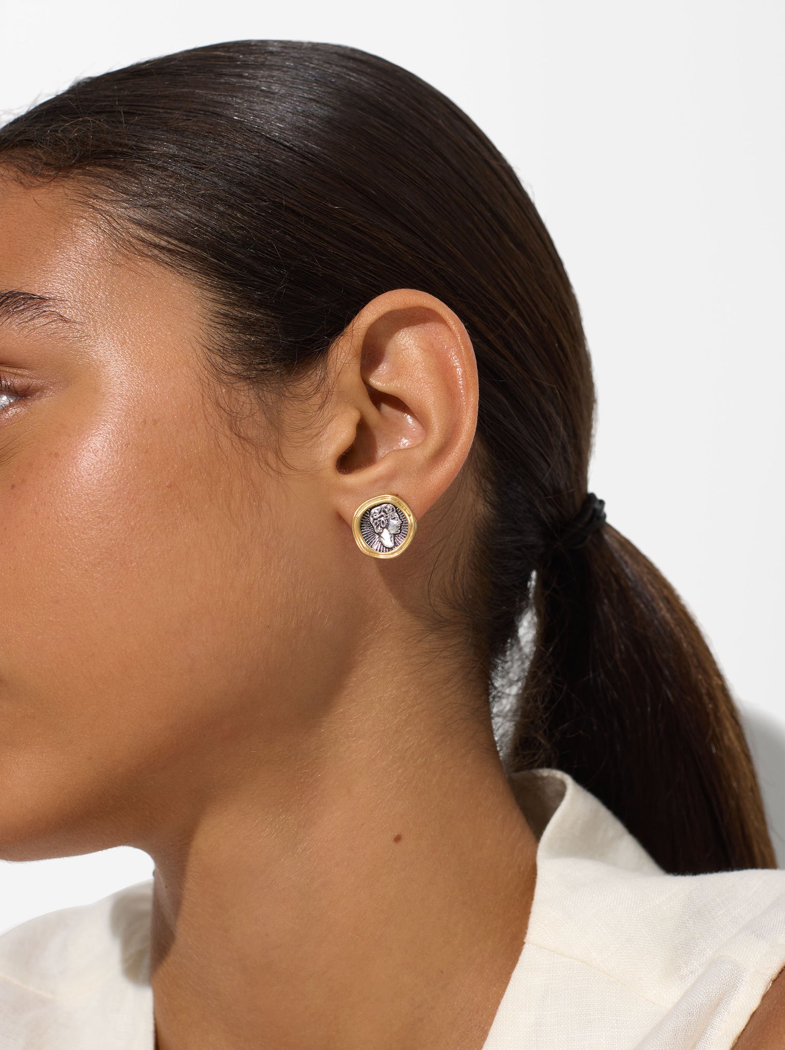 Two-Tone Coin Earrings