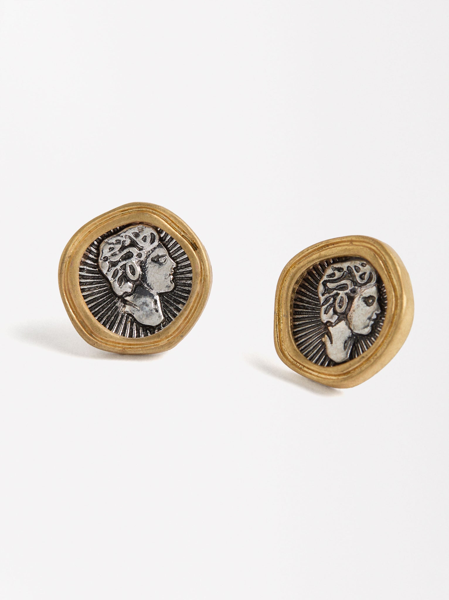 Two-Tone Coin Earrings