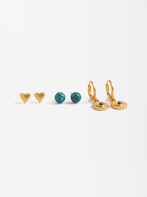 Set Of Earrings With Stone