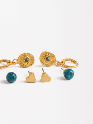 Set Of Earrings With Stone