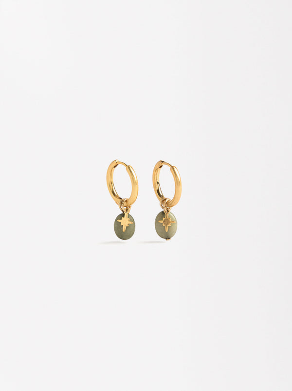 Gold Hoop Earrings With Stone