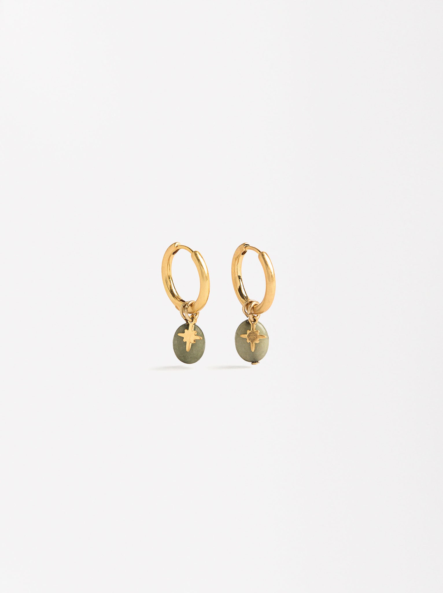 Gold Hoop Earrings With Stone