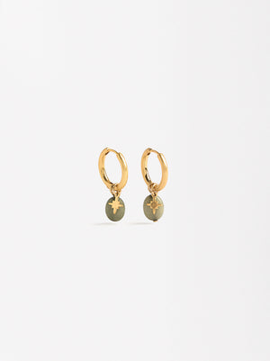 Gold Hoop Earrings With Stone