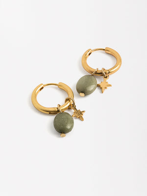 Gold Hoop Earrings With Stone