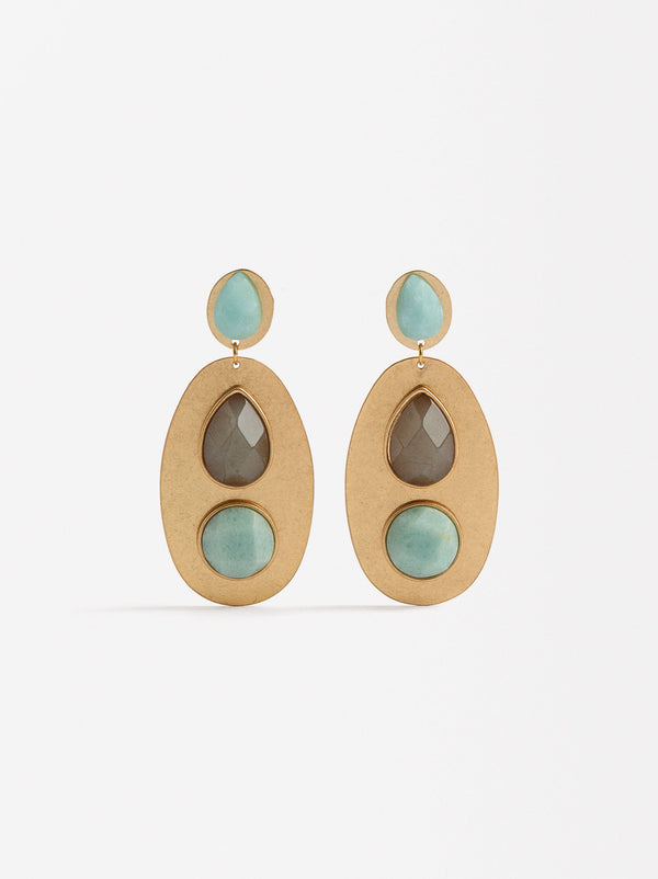 Oval Earrings With Stones