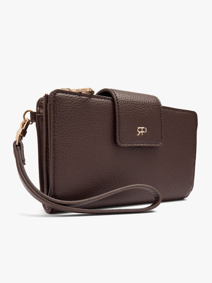 Wallet With Texture And Wrist Strap