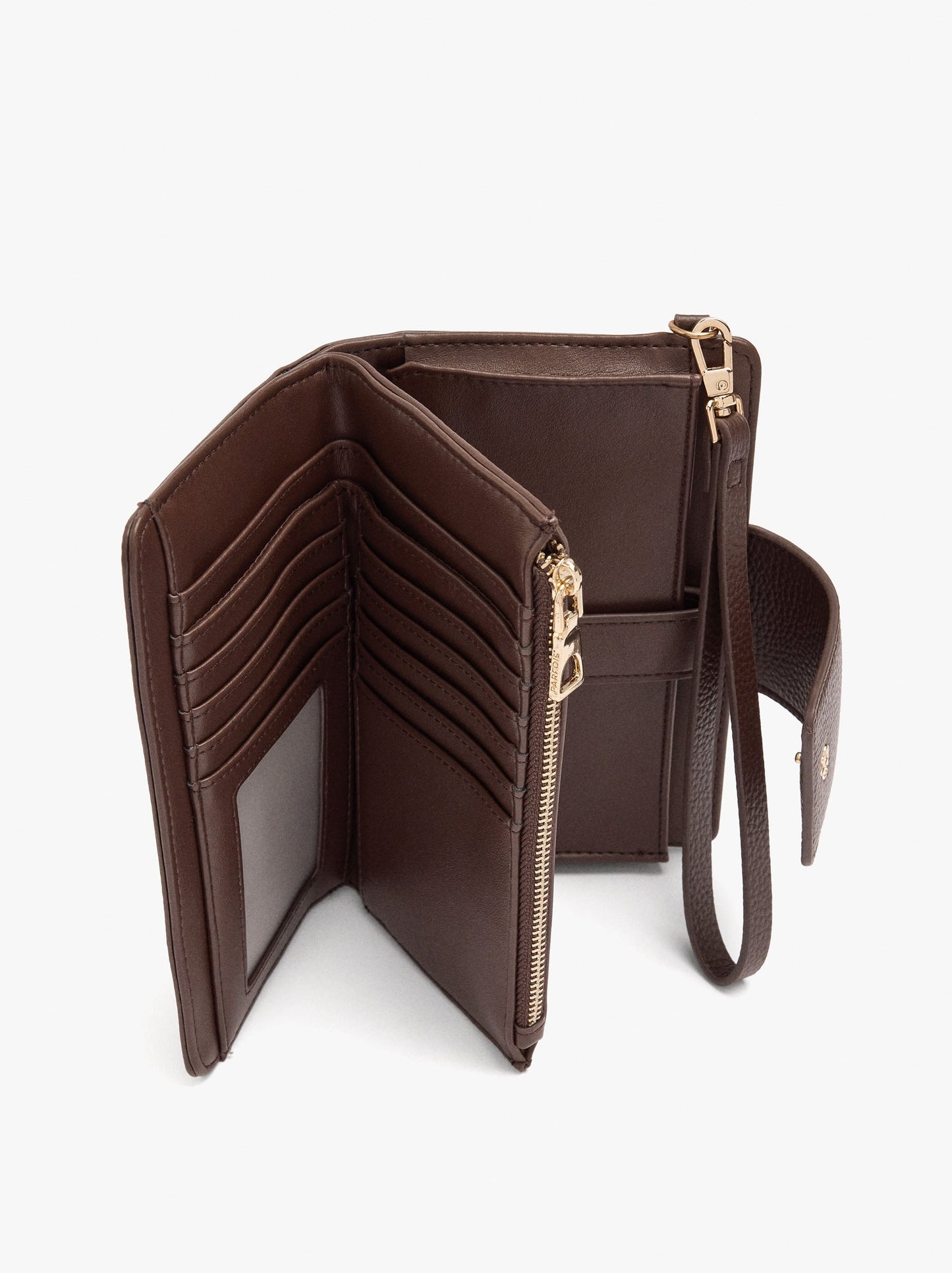 Wallet With Texture And Wrist Strap