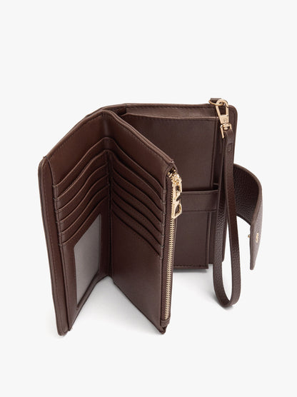 Wallet With Texture And Wrist Strap