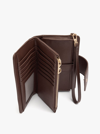 Wallet With Texture And Wrist Strap