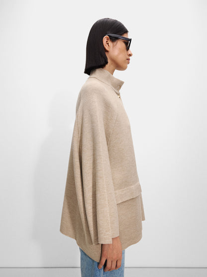 Knit Poncho With High Neck