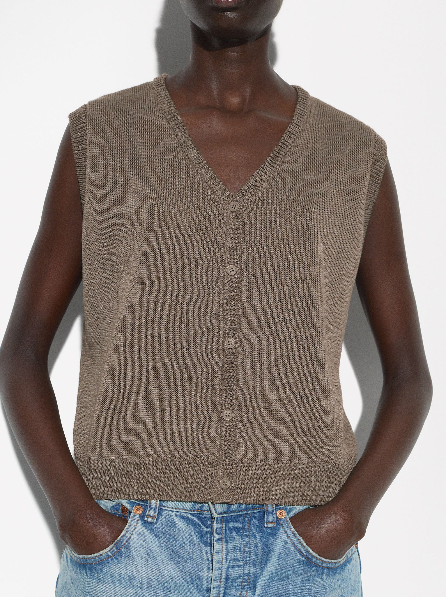 Knitted Vest With Buttons