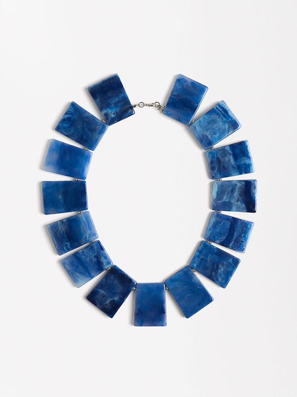 Short Necklace With Rectangular Stone Effect