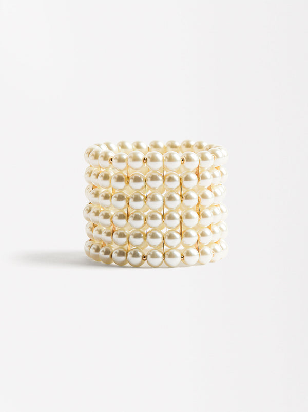 Wide Bracelet With Pearls