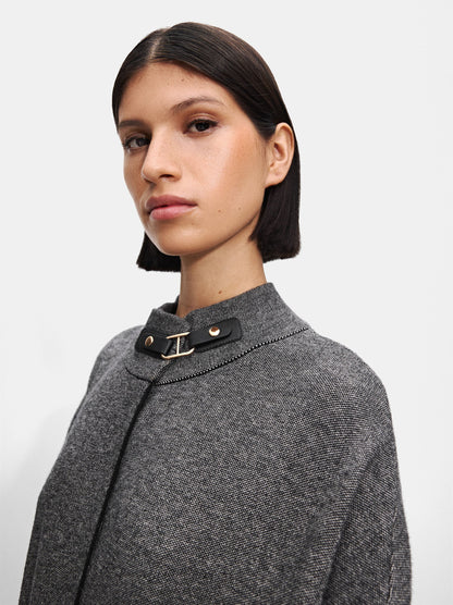 Knit Poncho With High Neck