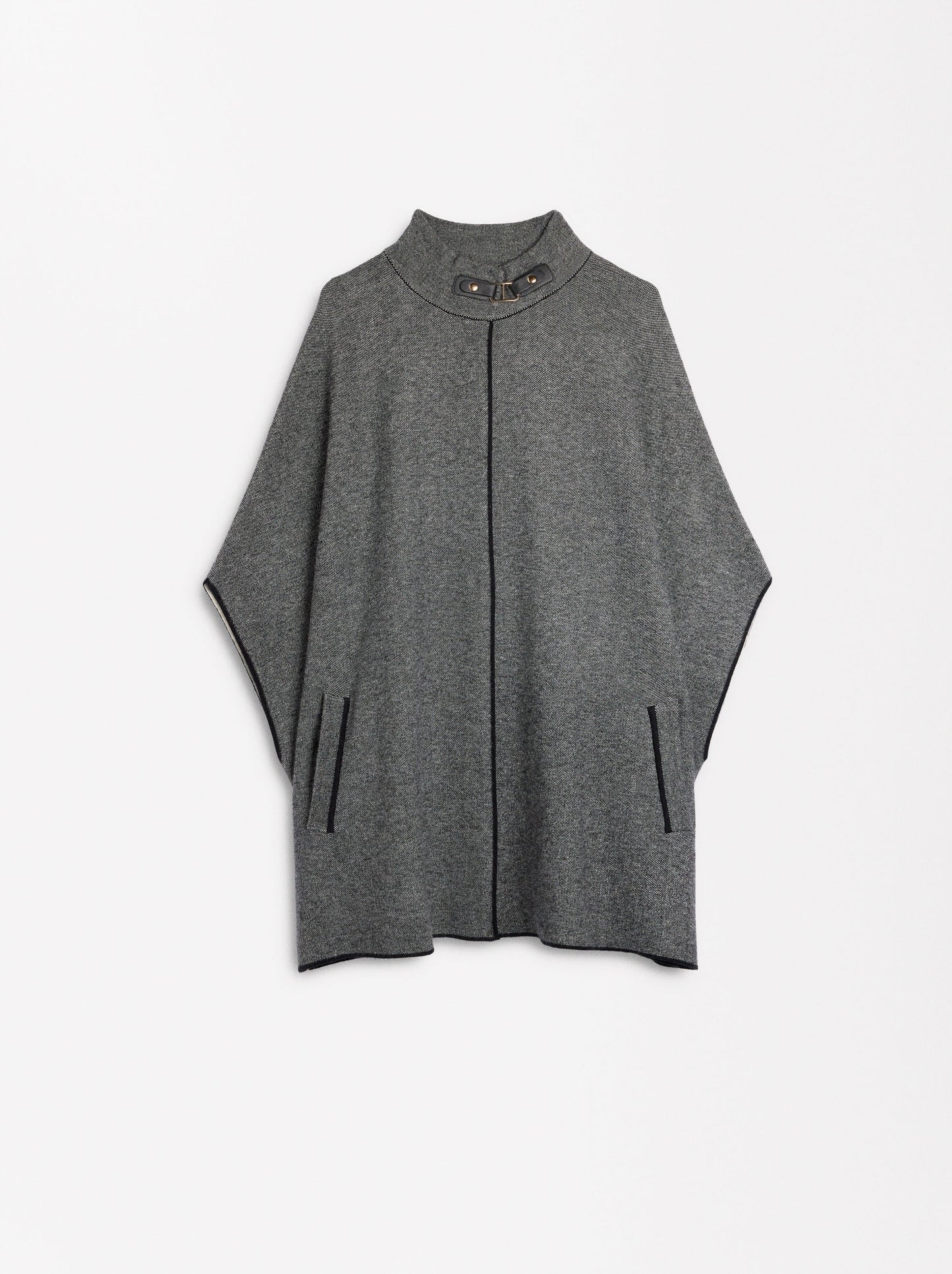 Knit Poncho With High Neck