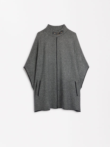 Knit Poncho With High Neck