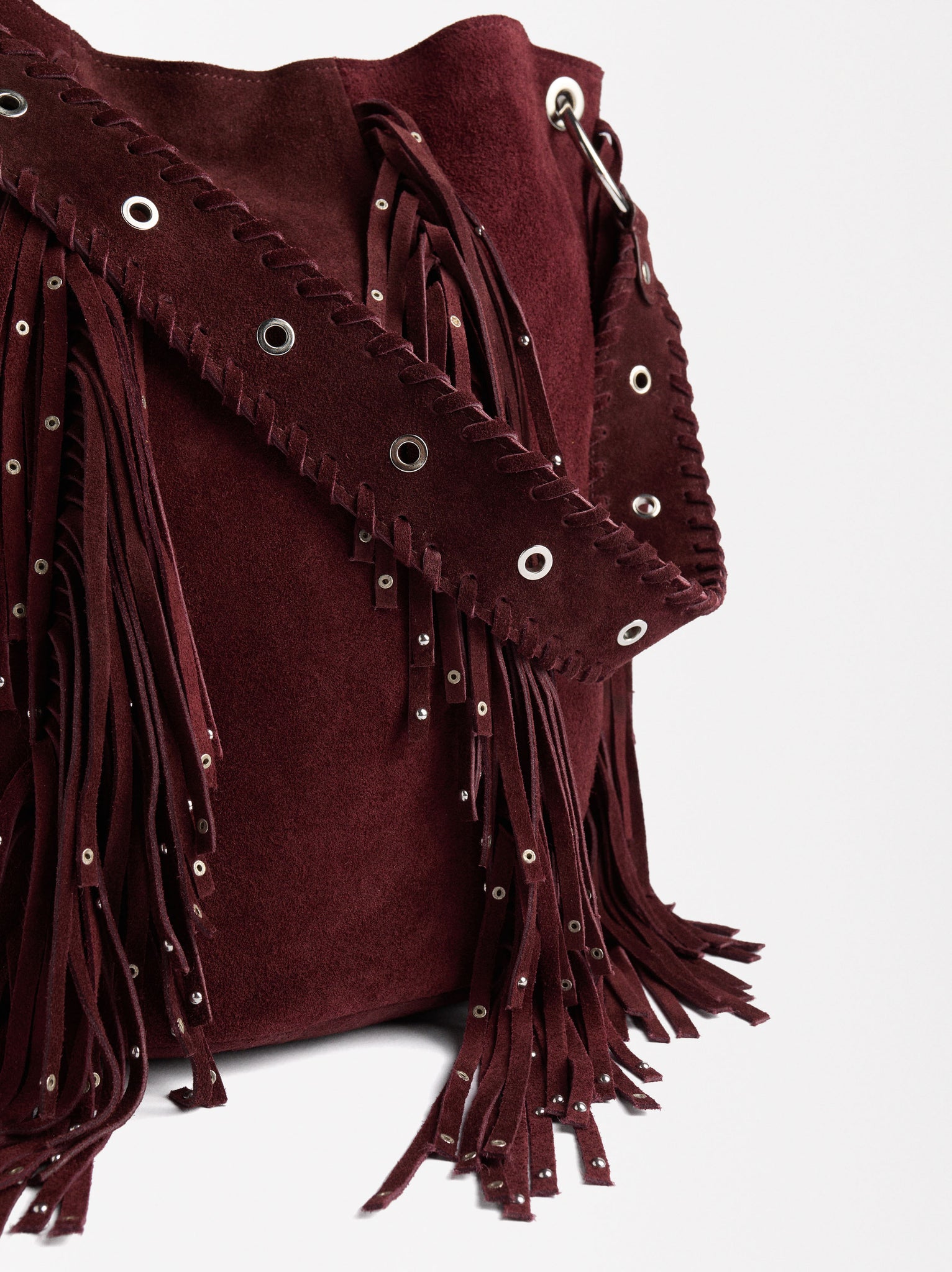 Leather Shoulder Bag With Fringes