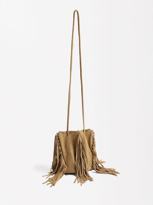 Leather Bucket Bag With Fringes