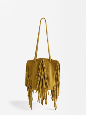 Leather Bucket Bag With Fringes